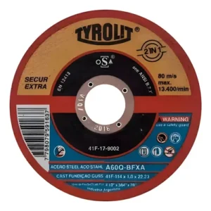 DISCOS P/METAL OXIDO/AL.PLANOS 115X1,0X22 TYROLIT SECUR