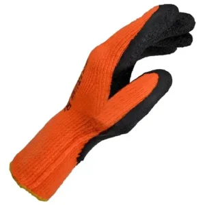 GUANTES LATEX G13 RUGOSO NARANJA Y NEGRO